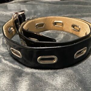Black Paton  Leather Belt with Silver Accents